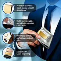 Pince à billets de qualité supérieure personnalisée, gravure au laser, acier inoxydable brossé, pour cadeaux d'affaires, pince à billets robuste