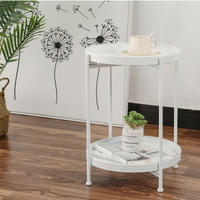 Table basse en fer compacte pour petits espaces, table d'appoint à 2 niveaux avec étagère de rangement, meuble de salon moderne et durable, montage facile