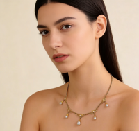 Collier ras du cou en or égyptien antique, imitation perles et filigrane, pour femme, bijoux vintage en stock, vente en gros