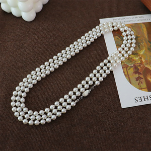 Nuova <span class=keywords><strong>Collana</strong></span> <span class=keywords><strong>Lunga</strong></span> da Donna con <span class=keywords><strong>Perle</strong></span> Simulate da 6mm, Catena per Maglione, Stile Retrò a Strati, Lusso Leggero e <span class=keywords><strong>di</strong></span> Alta Moda - Product Image 3