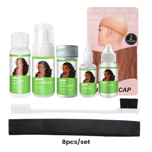 Hot Wig Install Custom Logo Lace Wig Kit Packaging Waterproof Hair Tint Spray Edge Control Lace Glue Travel Set size Bag
