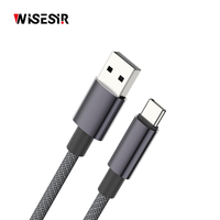 Câble de charge rapide WISESIR 60W PD 1M-3M 3A USB-A vers Type-C en alliage d'aluminium pour iPhone 17/16 Pro Max, ordinateur portable, bureau – En stock