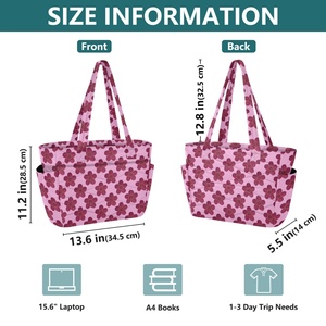 Sacs à main pour ordinateur portable pour femmes, design hawaïen rose Hau, sacs à main matelassés en polyester, durables, sacs à main Aloha personnalisés pour femmes avec logo - Product Image 3