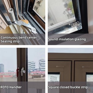 Ventanas abatibles de doble acristalamiento de estilo francés Ventanas de impacto de huracán insonorizadas Aleación de aluminio de estilo alemán - Product Image 6