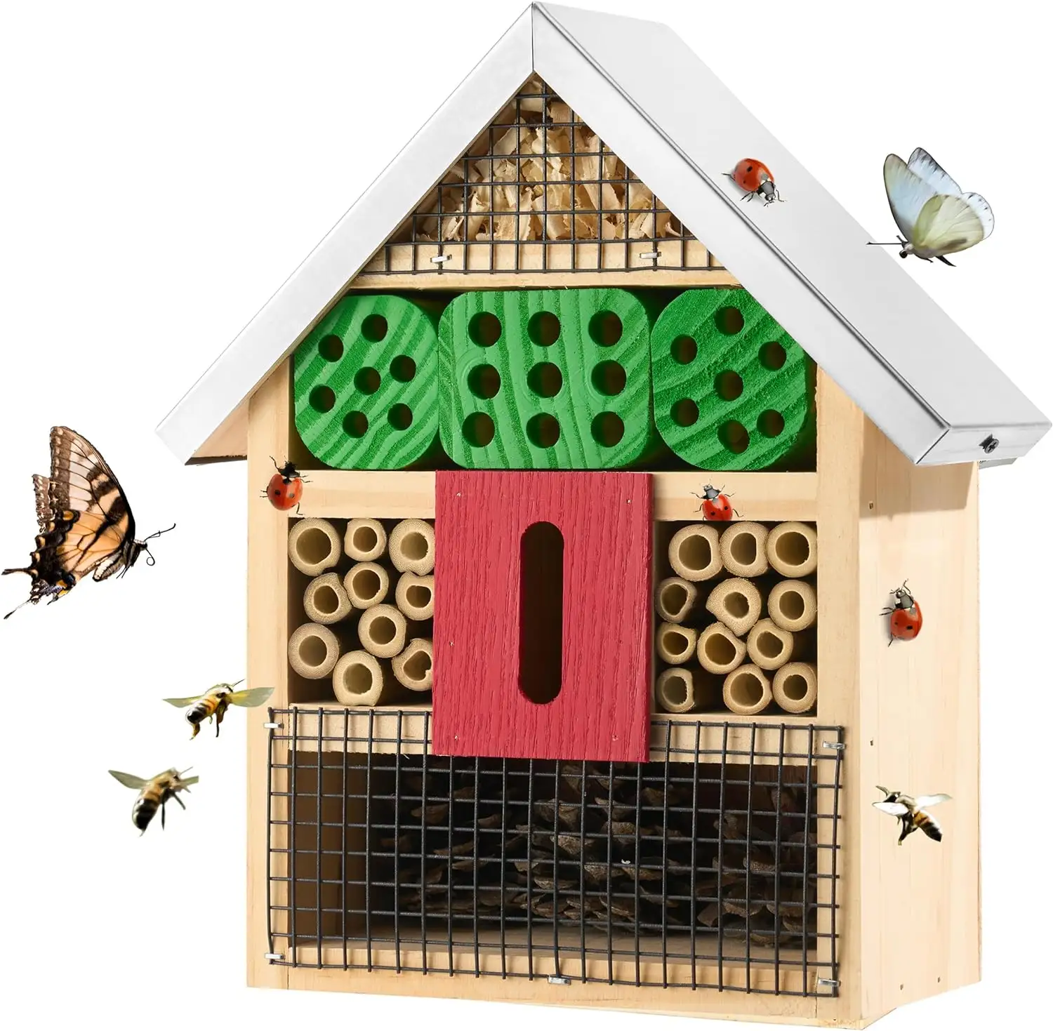 Houten Metselaar Bij Vlinder Lieveheersbeestje Huis Vlinder Behuizing Automatische Bijenkorf Insectenhotel Bijenhuis