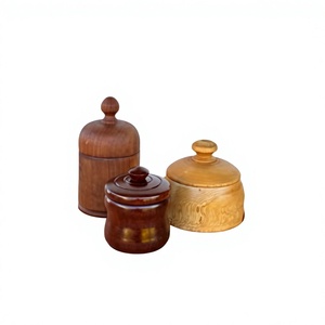 Pot à miel en bois, forme cylindrique, couvercle à rabat, cuillère, hermétique, préservation de la fraîcheur, utilisation en cuisine, passe au lave-vaisselle, chauffable, minimaliste - Product Image 4