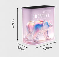 Comptoir de réception en aluminium robuste, pliable, grand format, personnalisé, incurvé, éclairé par LED haute visibilité, pour utilisation en stand de salon professionnel
