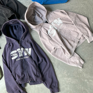 Ropa <span class=keywords><strong>de</strong></span> calle con estampado personalizado Zip Stone Washed Sun Faded 100% algodón Fleece Vintage Sudadera con capucha Fabricante <span class=keywords><strong>de</strong></span> ropa Sudadera <span class=keywords><strong>Don</strong></span> Caucha - Product Image 5