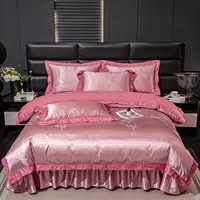 Nouvel ensemble de jupe de lit et housse de couette en satin de coton jacquard brodé haut de gamme 2026 – Fournitures modernes pour chambre nuptiale