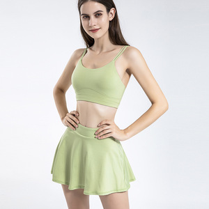 WOJIEER bayan Pickleball tenis etek kıyafet setleri süper yumuşak nefes pilili Golf koşu spor için şort ile kaplı - Product Image 2