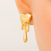 Boucles d'oreilles ovales creuses texturées en acier inoxydable plaqué or 18 carats SUMMLY, motif arc irrégulier, bijoux minimalistes pour femme, cadeau