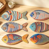 Ensemble de dessous-de-plat en céramique en forme de poisson personnalisé, résistant à la chaleur, style océan, pour protéger la table de cuisine