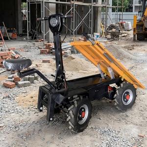 Carretilla Eléctrica de Plataforma con 4 Ruedas, Estructura de Acero Marrón, Carro de Carga con Asiento y Motor de 1000W, Transportador de Carga Móvil - Product Image 2