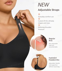 Reggiseno Bralette Hexin Imbottito a Copertura Totale con Spalline Larghe, Senza Cuciture, Senza Ferretto, Scollo a V Profondo, Push-up, Supporto per il Seno, Modellante per il Grasso della Schiena, per Donna - Product Image 3