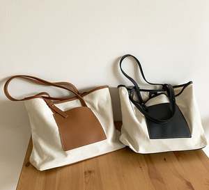 Bolsa de Compras de Lona Personalizada de Fábrica AUTON, Bolsa de Hombro Individual para Mujer con Cremallera y Correa de Hombro, Estampado de Letras - Product Image 5