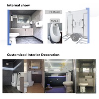WC mobile de luxe à 5 stations, préfabriqué, portable, extérieur, personnalisé, remorque toilettes VIP