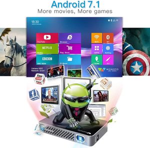 Máy chiếu mini thông minh Android A6, máy chiếu bỏ túi 4K 1080P <span class=keywords><strong>DLP</strong></span> 3D, nguồn sáng LED tích hợp loa và phích cắm UK - Product Image 5