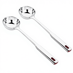 ชุดทัพพีสแตนเลส 2 ชิ้น ด้ามยาว สำหรับตักน้ำซุป ซอส แกง อาหาร ใช้ในครัว - Product Image 1
