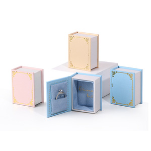 Book Shape Magnetic Jewelry <b>Box</b> Velvet Lined Ring <b>Earring</b> Necklace Packaging <b>Gift</b> Case - Product Image 1