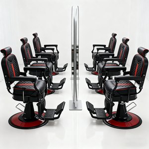 Sillón de Barbería Antiguo con Cojín Redondo, Sillones de Peluquería, Unidad Negra y Dorada, Cuero Sintético, Maquillador, Estilista, Resistente - Product Image 3
