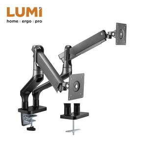 LUMI Dual Monitor Desk Mounts Premium <span class=keywords><strong>Double</strong></span> VESA Aluminium Swivel Spring-Assisted Monitor Arm Stand for 32 Inch Computer Screen - Product Image 3