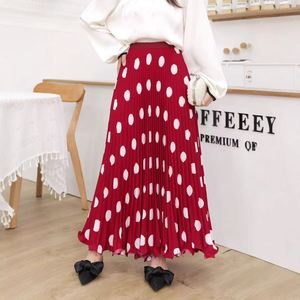 <span class=keywords><strong>Jupe</strong></span> mi-longue plissée taille haute à pois pour <span class=keywords><strong>femme</strong></span>, coupe droite, effet amincissant, polyvalente, idéale pour l'été - Product Image 1