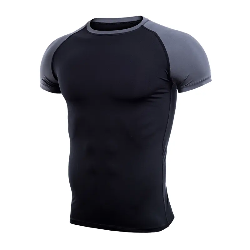 Men's plain army green workout compression fitness clothing men tops long sleeve v neck t shirts