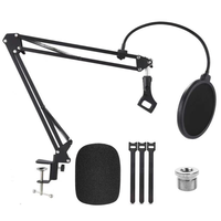 Accessoires pour pied de microphone avec bras à ressort métallique, amortisseur et cache anti-vent