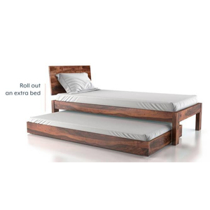 Premium <b>Solid</b> Sheesham <b>Wood</b> <b>Single</b> <b>Bed</b> with Pull-Out Trundle <b>Bed</b> Natural Honey Walnut Finish Wooden <b>Bed</b> bulk price collection - Product Image 6
