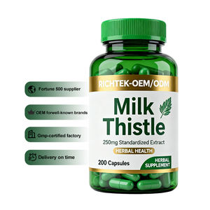 Fuente de cardo de leche Suplemento de hierbas de fábrica Cápsula de cardo de leche de silimarina Cápsulas de extracto de cardo de leche natural - Product Image 1
