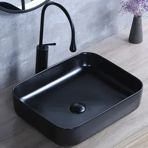 ヨーロピアンスタイルデザイン中国バスルームラウンドカウンタートップブラックカラーマット手洗い洗面台サイズ