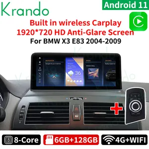 Krando เครื่องเล่น Dvd ในรถยนต์แอนดรอยด์12.0,วิทยุสเตอริโอ GPS ระบบนำทางมัลติมีเดียสำหรับ BMW X3 E83 F48 2004-2009