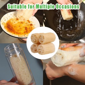Éponge naturelle douce pour laver la vaisselle et brosser les casseroles et les poêles pour éliminer la graisse, lingettes en luffa - Product Image 6