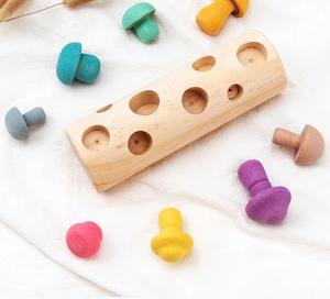 Juguete de Clasificación de Formas de Champiñones de Madera para Niños Pequeños, Rompecabezas Educativo con Clavijas Coloridas y Juego de Desarrollo de Habilidades de Emparejamiento de Tamaños - Product Image 4