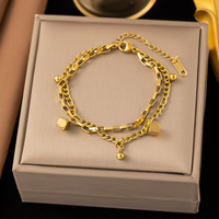 Bracelet à maillons larges électroplaqué en fer, style japonais/coréen, inaltérable, nouveau style, pour femme, bijou tendance style Instagram, passe-partout