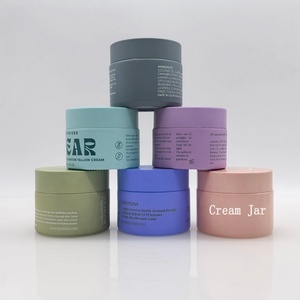 Pot cosmétique de luxe en verre rose givré vide pour crème visage, corps et yeux 50g, avec couvercles - Product Image 1