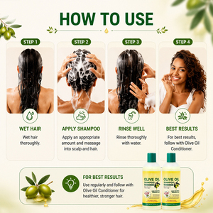 Shampoo à l'huile d'olive OEM hydratant, réparateur, nourrissant pour cheveux secs et abîmés, anti-frisottis, soin capillaire naturel, <span class=keywords><strong>doux</strong></span> et brillant - Product Image 2