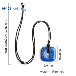 Semi amatista de cristal natural, collar con hebilla de seguridad cuadrada sin preocupaciones de 30mm, colgante tejido - Product Image 4