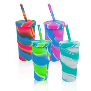 Vaso de Silicona de Grado Alimenticio de 950 ml, Libre de BPA, con Tapa y Pajita, Irrompible, Colorido, con Bolsa Refrigerante para Agua y Café, Venta Caliente 2025 - Product Image 5