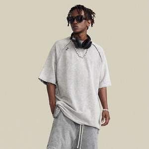 High Quality 100% Cotton Washed Vintage Toweling Terry Men's Oversized Regular Sleeve Printed T-shirt Eco-Friendly Anti-shrink - Product Image 3