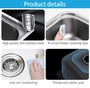 Accessoires de cuisine TYTXRV, évier de cuisine portable en acier inoxydable 304, évier carré à cuve unique, lavabo pour <span class=keywords><strong>caravane</strong></span> - Product Image 5