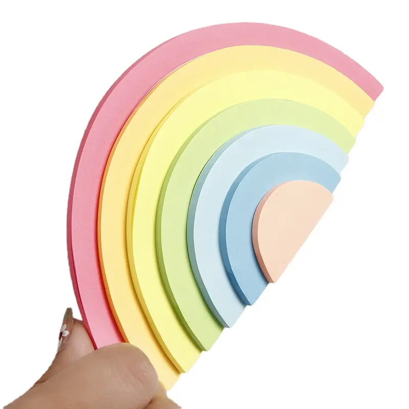 Rainbow Design pad Creative Design Sticky Note Set Memo Pad Tear Off Kawaii PET circle sticky Note Memo Pads