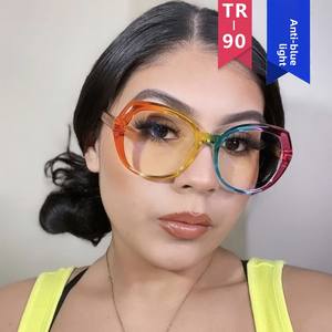 <span class=keywords><strong>Lentes</strong></span> Planas Poligonales Irregulares TR5013, TR90 Anti-luz Azul, Montura de Gafas de Aro Completo, Estilo Punk <span class=keywords><strong>para</strong></span> <span class=keywords><strong>Mujer</strong></span>, Aspecto Natural, Novedad <span class=keywords><strong>2022</strong></span> - Product Image 2