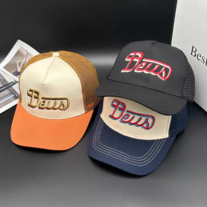 Primavera otoño americano Retro gorra de béisbol 100% algodón <span class=keywords><strong>DEUS</strong></span> letra bordado malla transpirable al aire libre playa sombrilla Unisex - Product Image 1