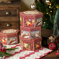 Boîte Cadeau Hexagonale Blanche pour Biscuits de Noël avec Laminage Brillant/Mat, Design Portable Haut de Gamme, Vente en Gros