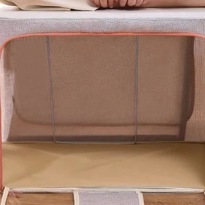 Bán buôn đa màu sắc gấp quần áo Hộp lưu trữ linen vải Stackable quần áo container với cửa sổ rõ ràng - Product Image 6