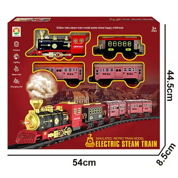 Jinming Feliz Natal trem elétrico com fumaça e luz, trem do brinquedo locomotiva a vapor