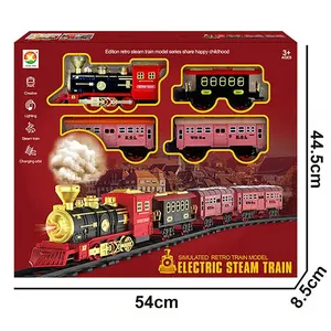 Jinming Merry Christmas electric train with smoke and light, steam locomotive toy train