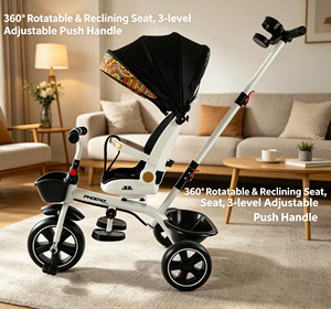 Tricycle Bébé 4-en-1 à Prix Usine avec Housse de Siège, Vélo d'Équilibre à 3 Roues pour Enfants avec Pédales et Guidon Musical - Product Image 1