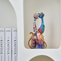 Statue artistique peinture à l'huile chat Figurine maison salon décoration créative lumière Article d'ameublement de luxe